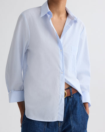 TWP Baby blue Next Morning Shirt in Superfine Cotton view 3