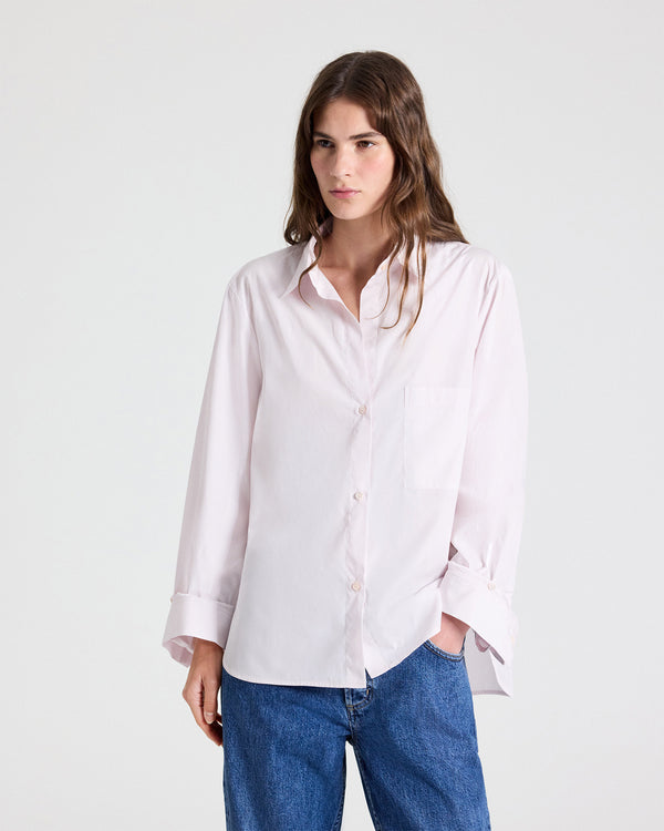 TWP Baby pink Next Morning Shirt in Superfine Cotton view 3
