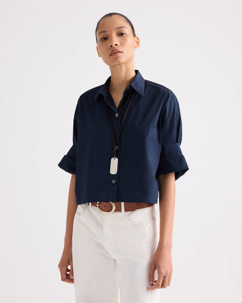 TWP Women's Next Ex Shirt in superfine cotton - Midnight