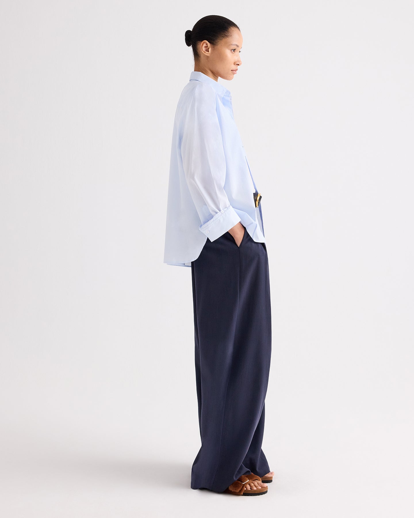 TWP Baby blue Next Morning Shirt in Superfine Cotton view 4