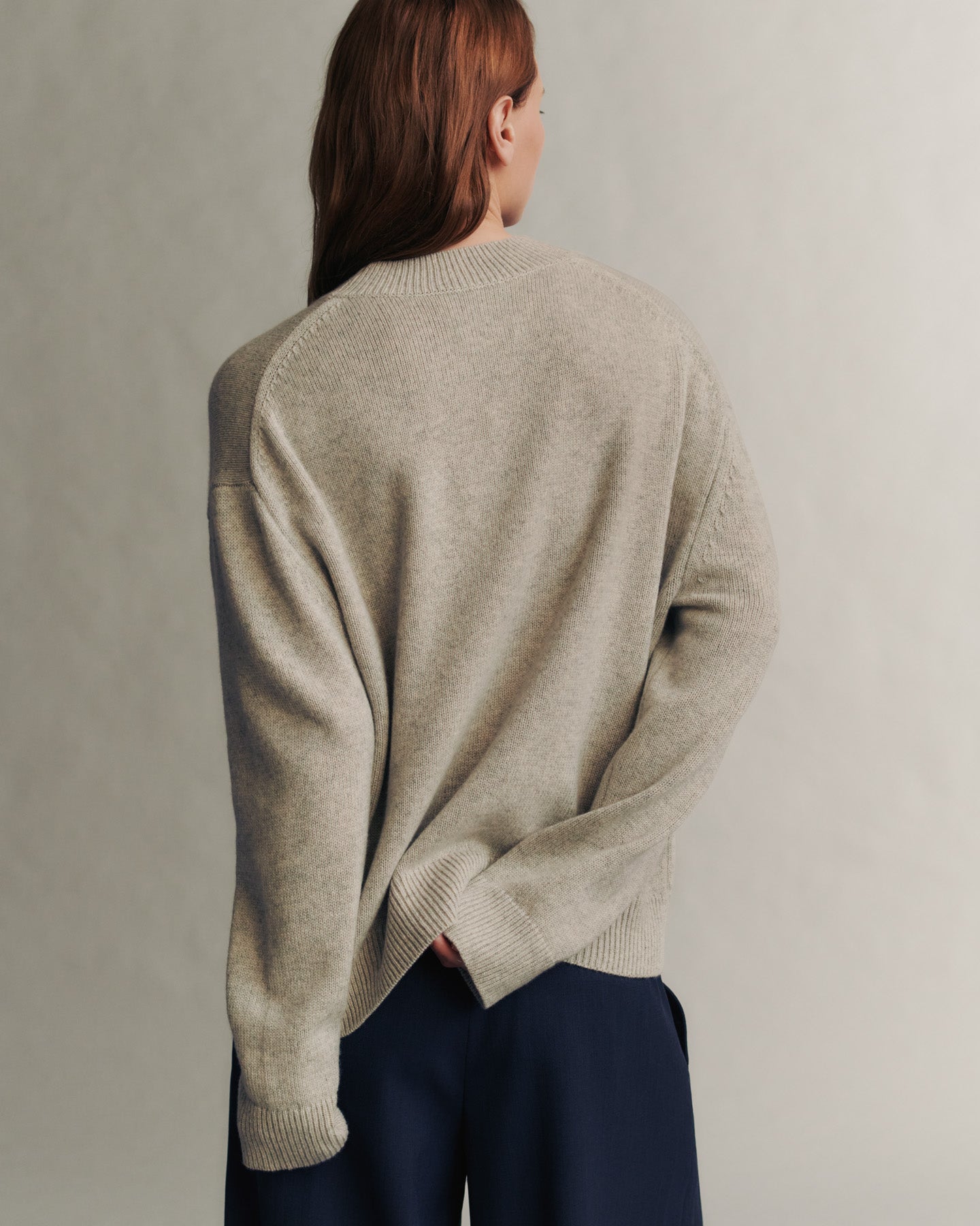 TWP Heather grey Boy Crew in Cashmere view 2