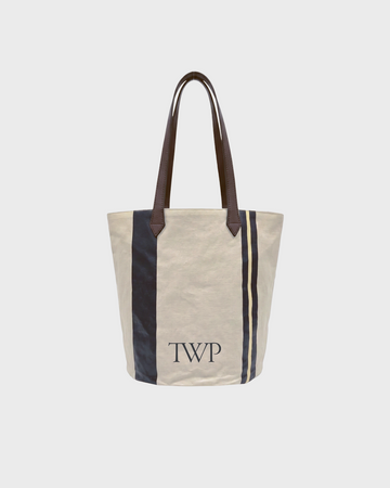 TWP Ivory / green Charleston Small Bucket Bag in Coated Cotton Canvas view 2
