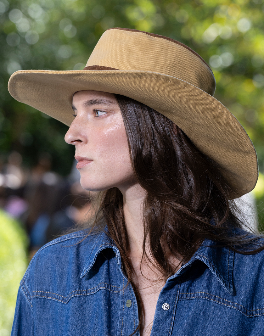 TWP Khaki / ermine Santa Teresa Hat in Duck Canvas / Leather view 2