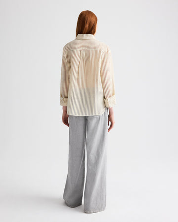 TWP Ivory / natural Boyfriend Shirt in Ribbon On Organza view 4