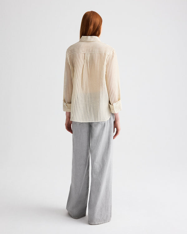 TWP Ivory / natural Boyfriend Shirt in Ribbon On Organza view 4