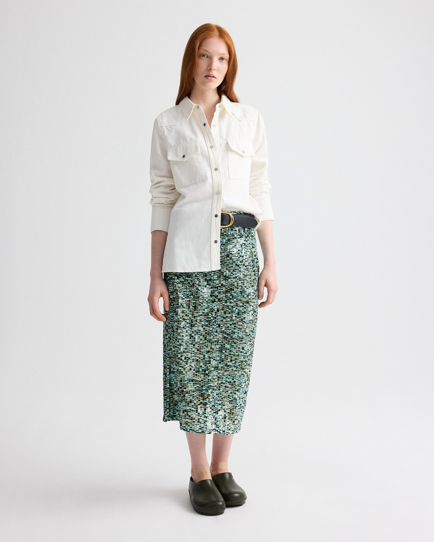 TWP Multi darkest spruce Sylkie Skirt in Sequin Abstract Multi view 1