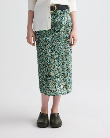 TWP Multi darkest spruce Sylkie Skirt in Sequin Abstract Multi view 2