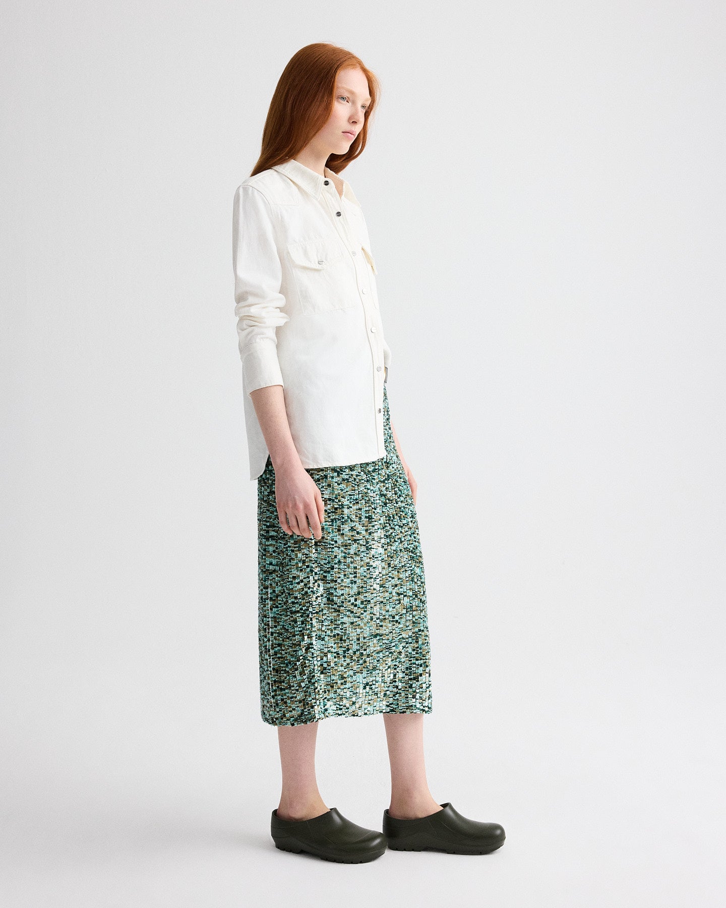 TWP Multi darkest spruce Sylkie Skirt in Sequin Abstract Multi view 3