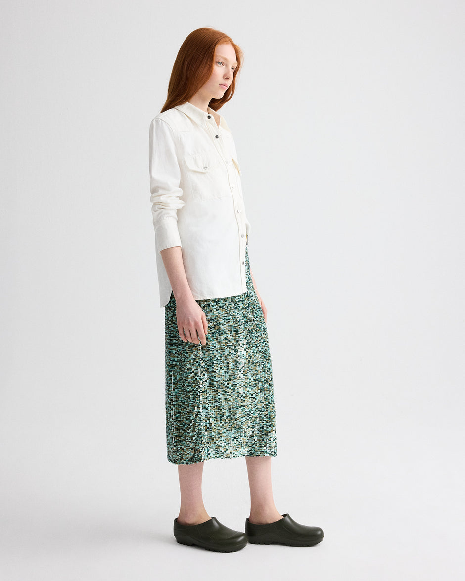 TWP Multi darkest spruce Sylkie Skirt in Sequin Abstract Multi view 3