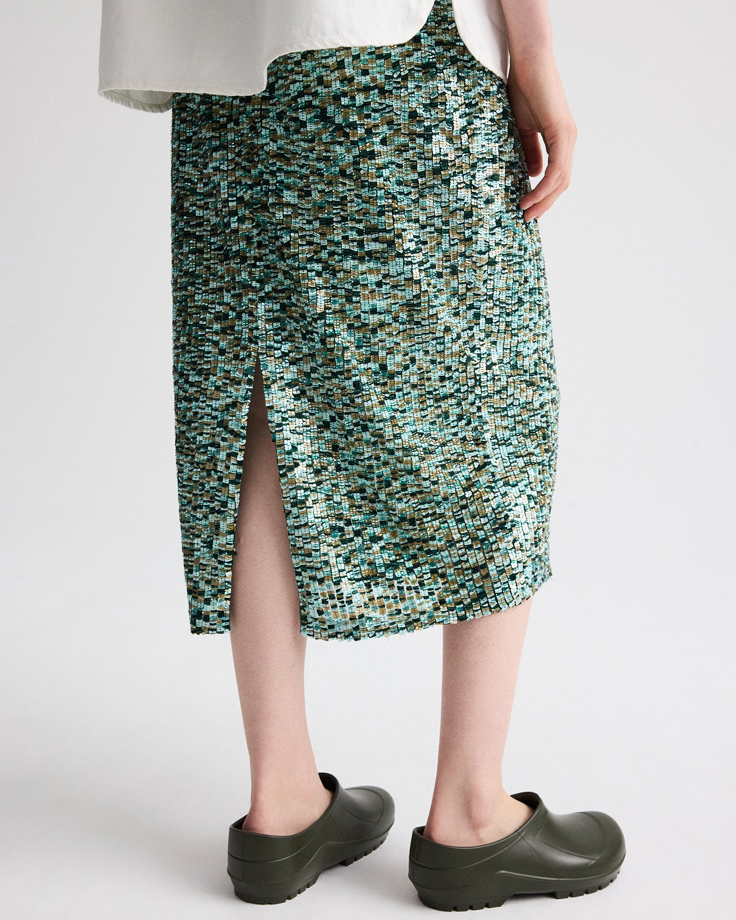 TWP Multi darkest spruce Sylkie Skirt in Sequin Abstract Multi view 4