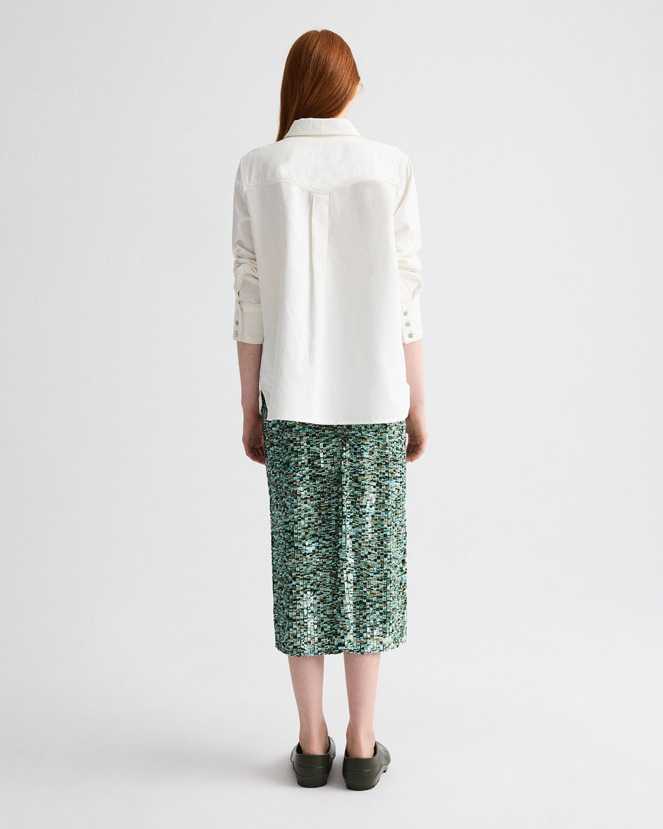 TWP Multi darkest spruce Sylkie Skirt in Sequin Abstract Multi view 5