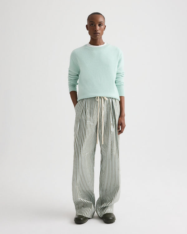 TWP Blue flower / martini PJ Pant in Clear Sequin on Stripe view 1
