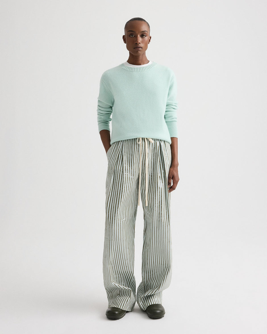 TWP Blue flower / martini PJ Pant in Clear Sequin on Stripe view 1