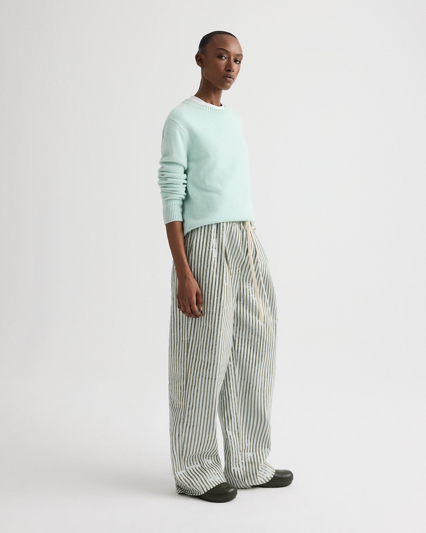 TWP Blue flower / martini PJ Pant in Clear Sequin on Stripe view 4