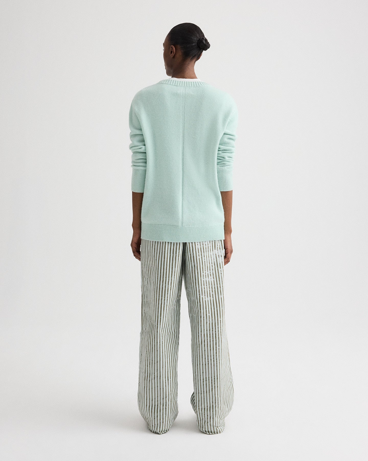 TWP Blue flower / martini PJ Pant in Clear Sequin on Stripe view 5