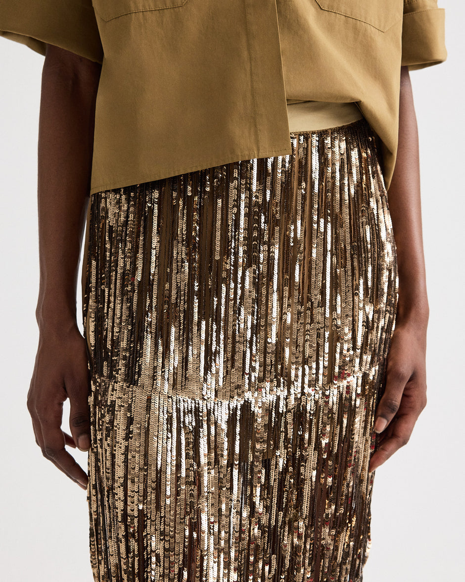 TWP Ermine Laurel Skirt in Trapped Fringe Sequin view 2