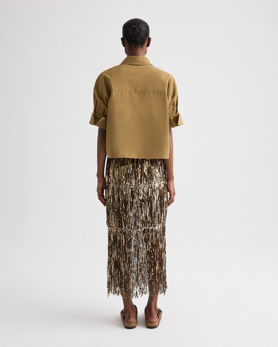 TWP Ermine Laurel Skirt in Trapped Fringe Sequin view 4