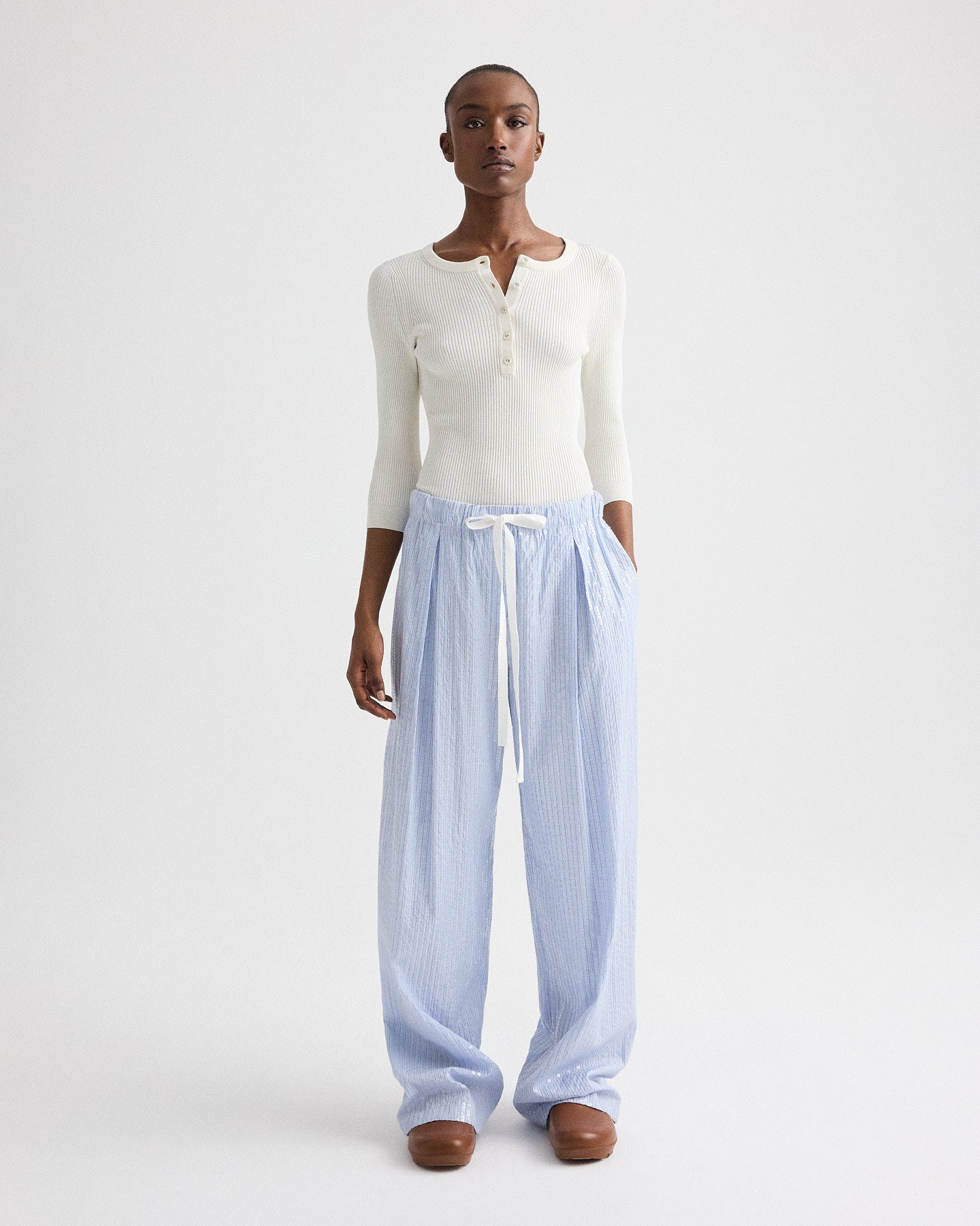 TWP Blue / midnight PJ Pant in Micro Triple Stripe view 4