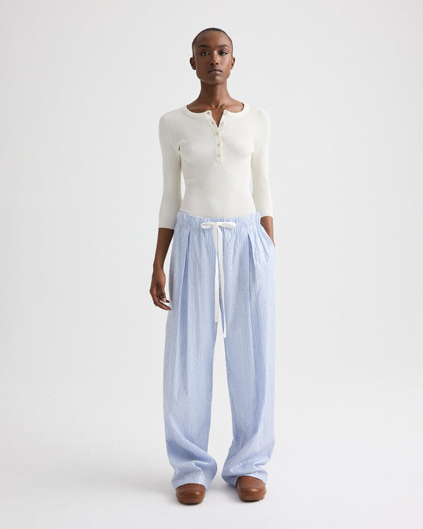 TWP Blue / midnight PJ Pant in Micro Triple Stripe view 4