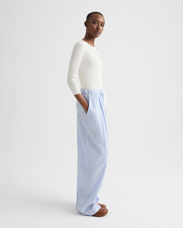 TWP Blue / midnight PJ Pant in Micro Triple Stripe view 3