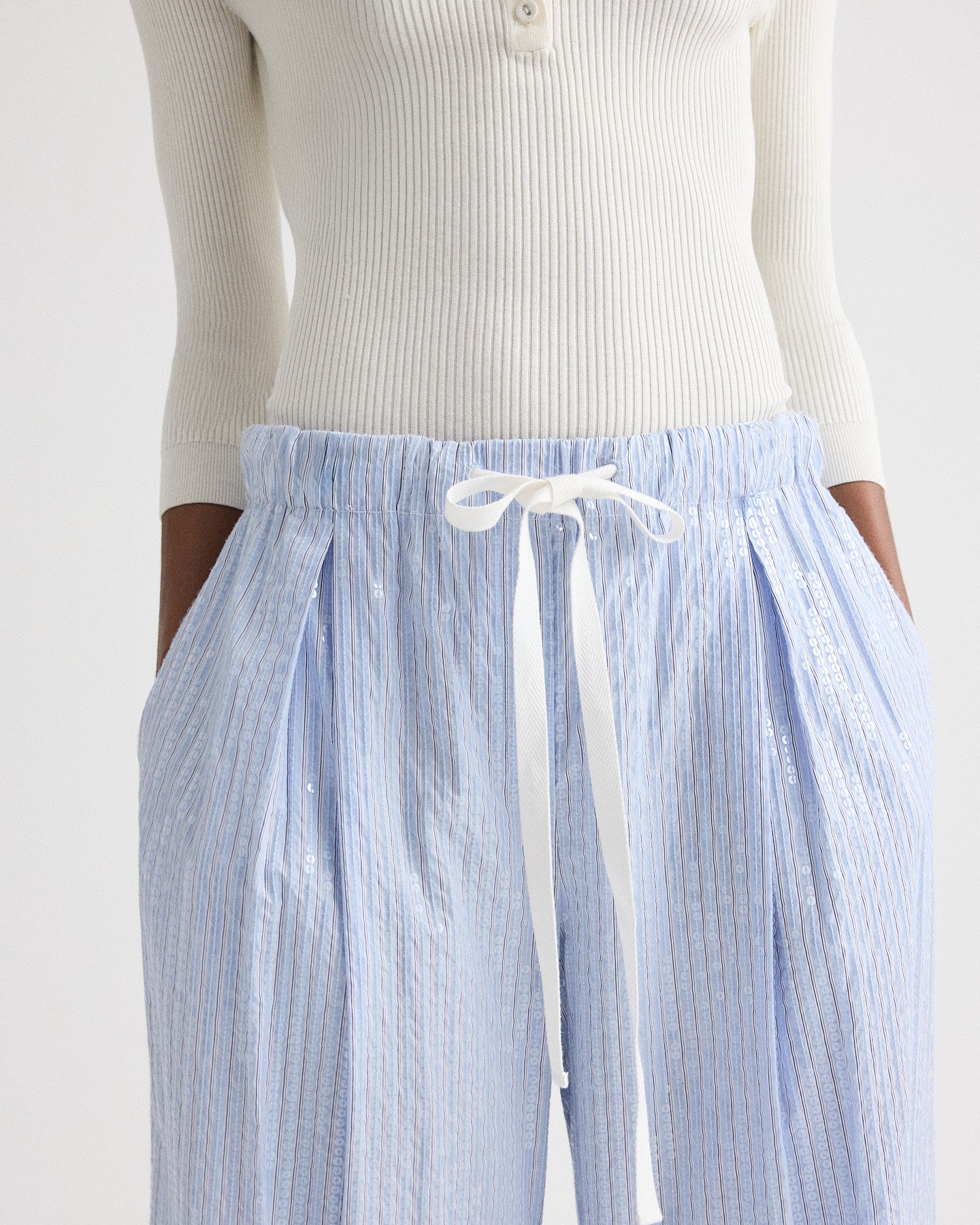 TWP Blue / midnight PJ Pant in Micro Triple Stripe view 2