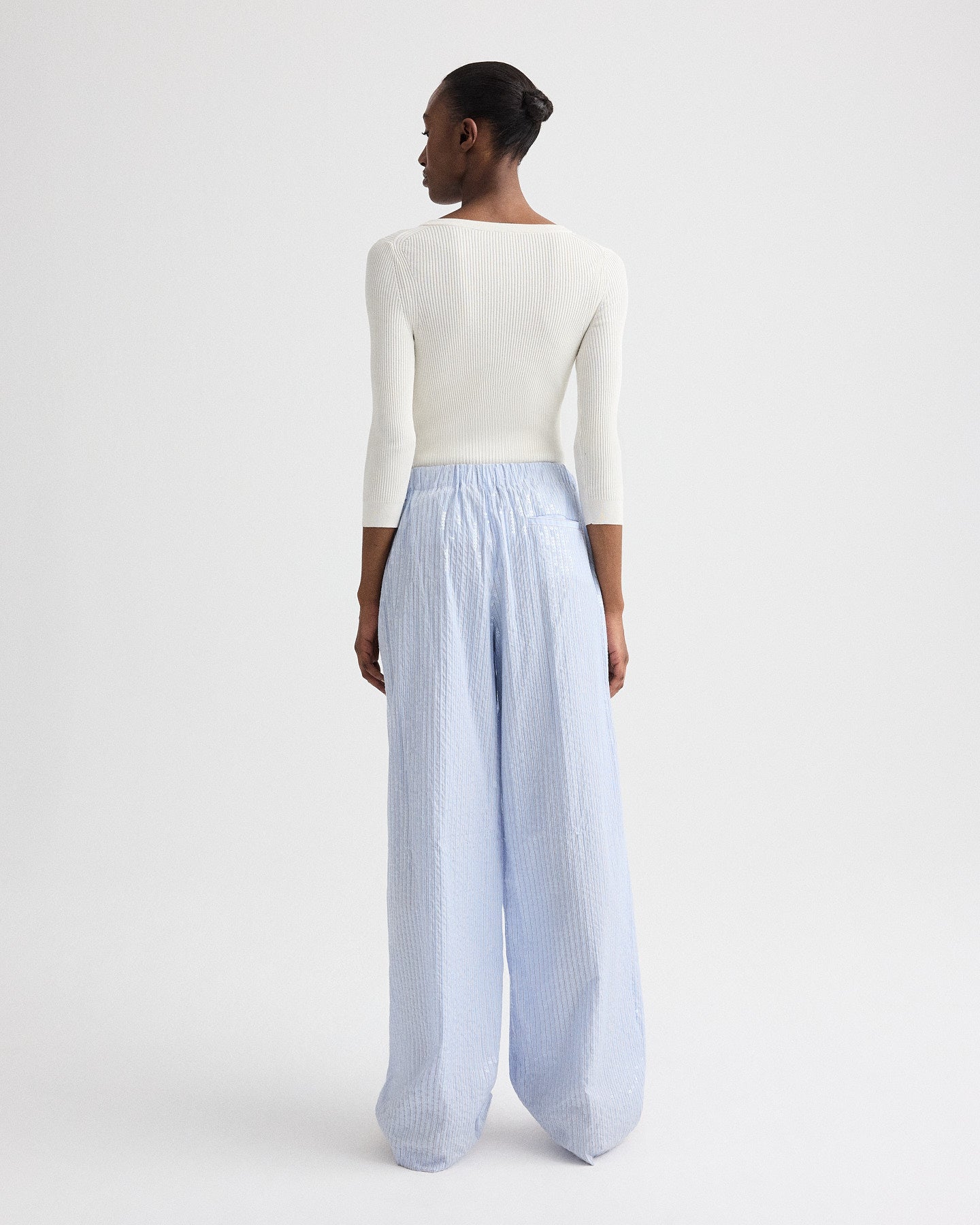 TWP Blue / midnight PJ Pant in Micro Triple Stripe view 5