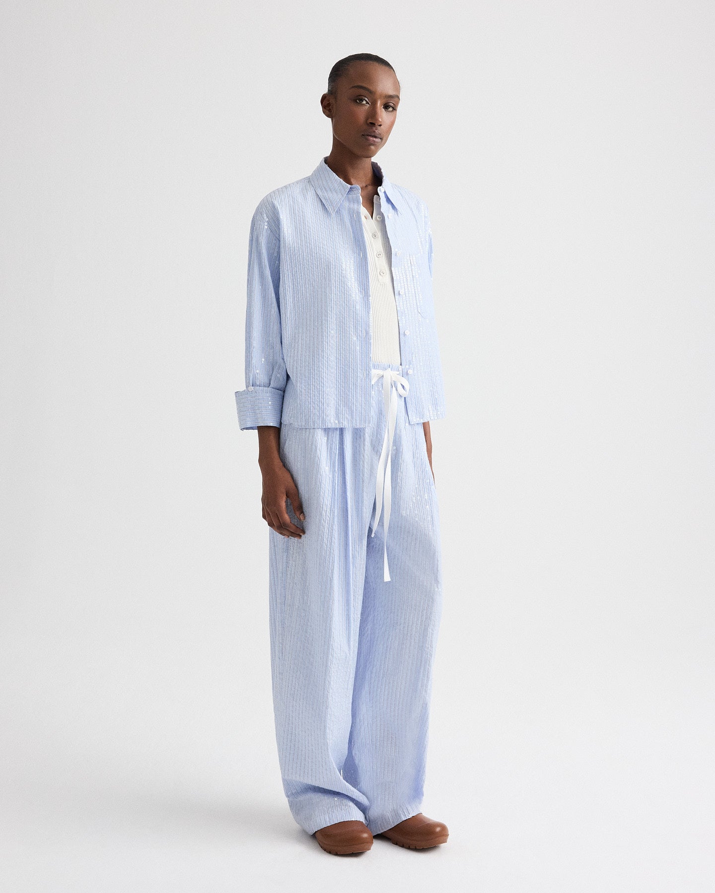 Blue / midnight J.D. Shirt in Micro Triple Stripe | TWP
