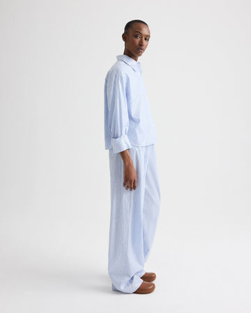 TWP Blue / midnight J.D. Shirt in Micro Triple Stripe view 4