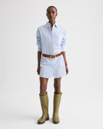 TWP Blue / midnight Big Joe Shirt Dress in Micro Triple Stripe view 1