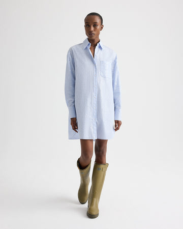 TWP Blue / midnight Big Joe Shirt Dress in Micro Triple Stripe view 2