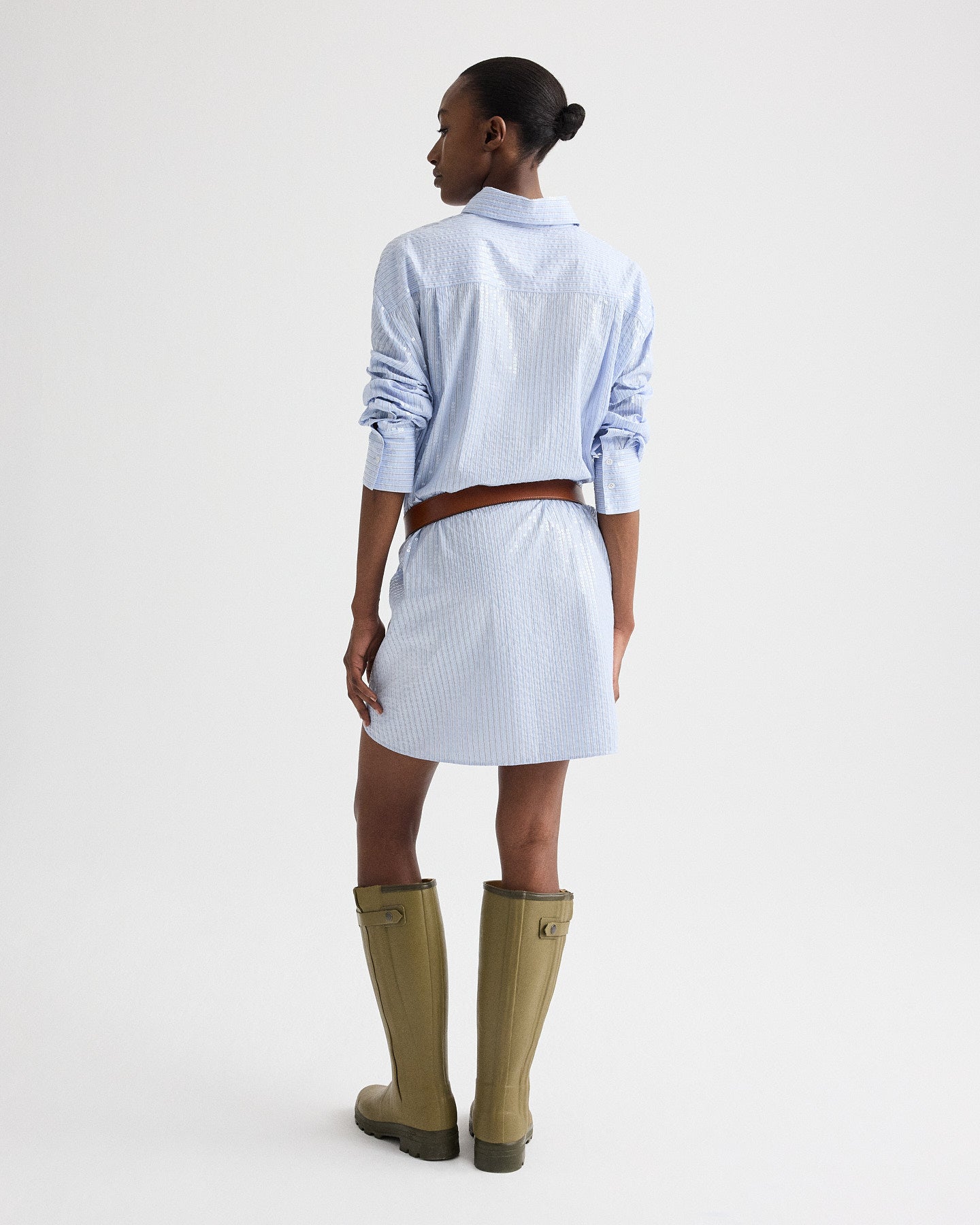 TWP Blue / midnight Big Joe Shirt Dress in Micro Triple Stripe view 5