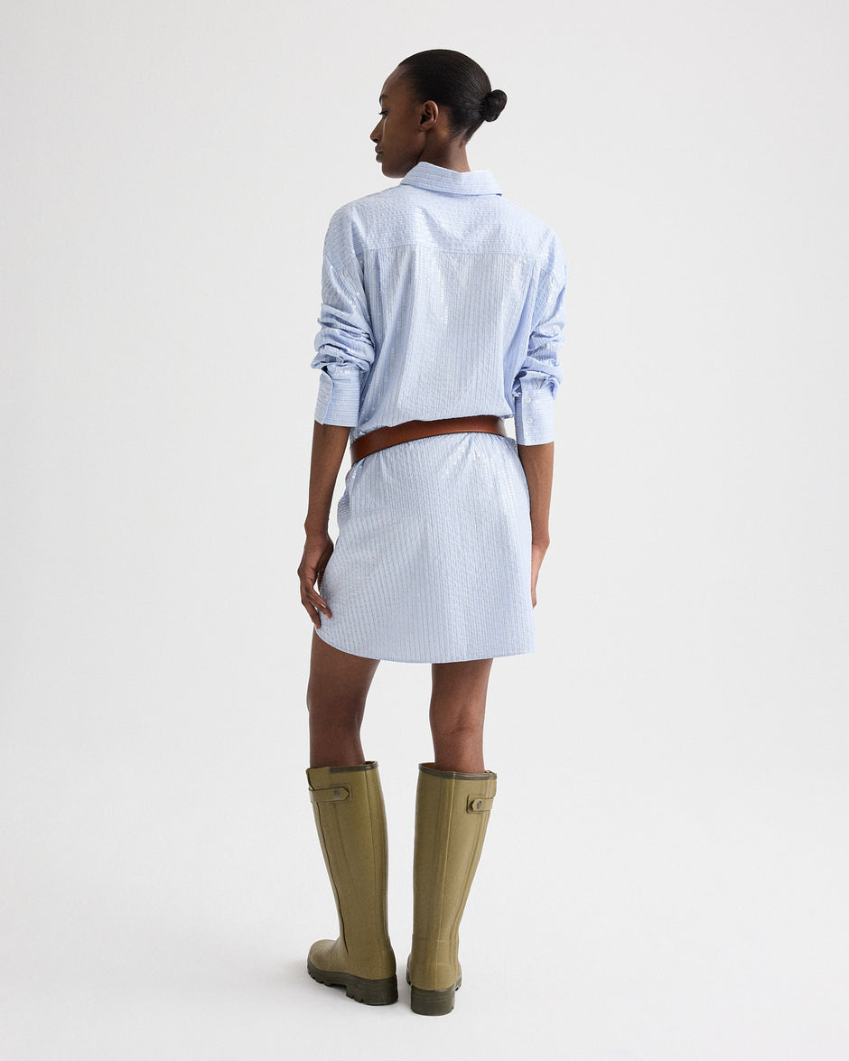 TWP Blue / midnight Big Joe Shirt Dress in Micro Triple Stripe view 5