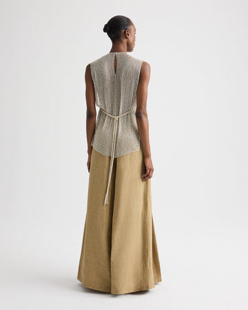 TWP Clear silver lined Beaded Apron Tunic in Bugle Bead Netting view 6