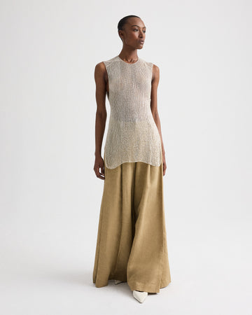 TWP Clear silver lined Beaded Apron Tunic in Bugle Bead Netting view 6