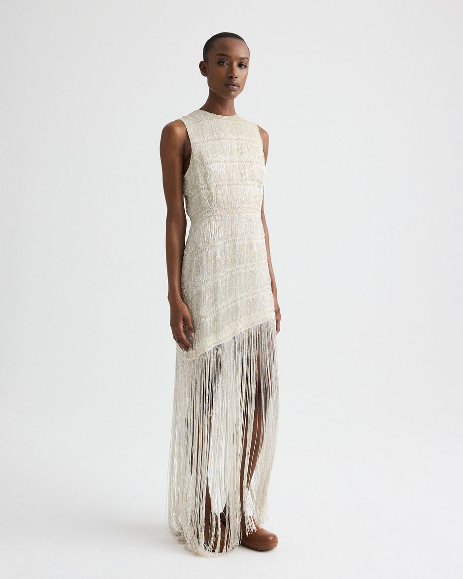 TWP Off white Stairway to Heaven Dress in Knotted Silk Thread view 4