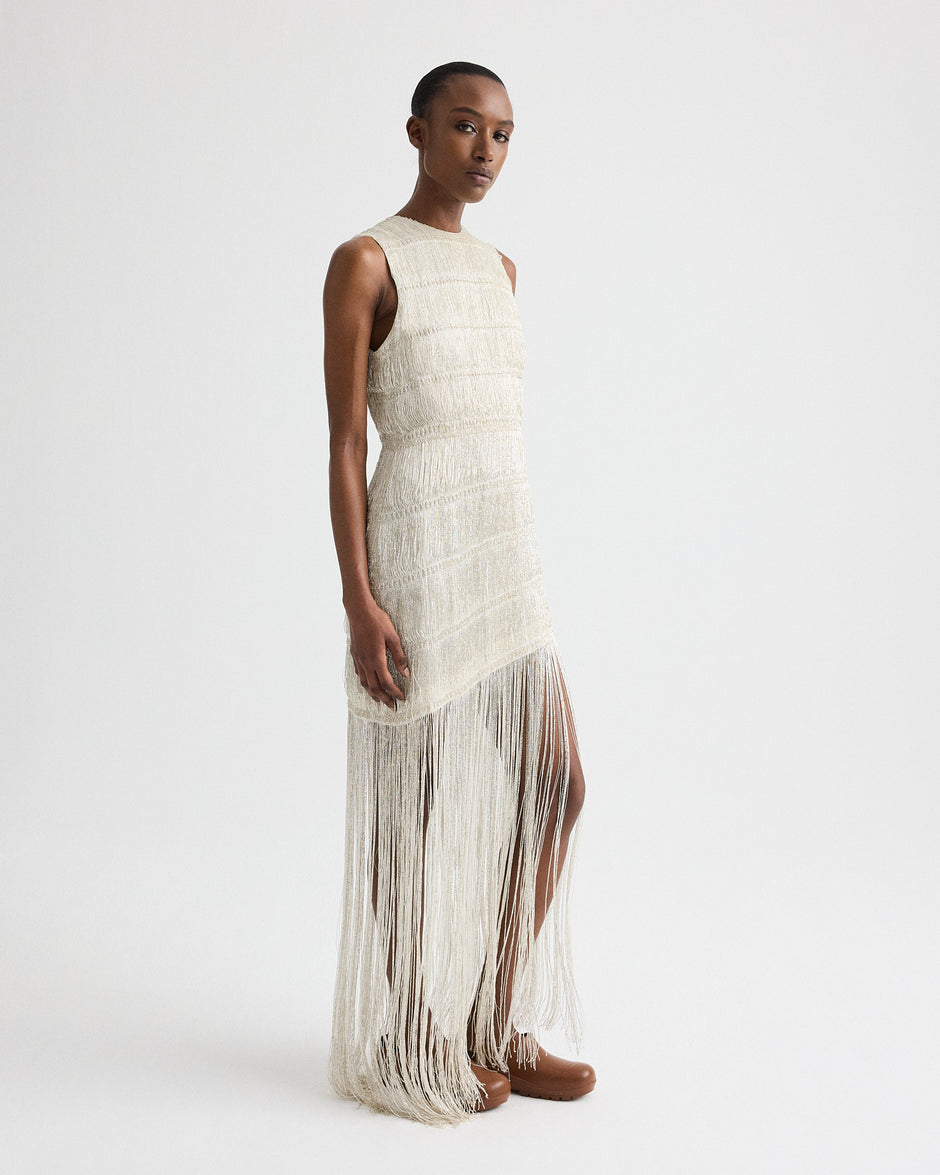 TWP Off white Stairway to Heaven Dress in Knotted Silk Thread view 2