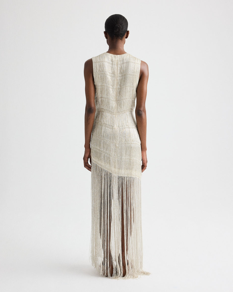 TWP Off white Stairway to Heaven Dress in Knotted Silk Thread view 5