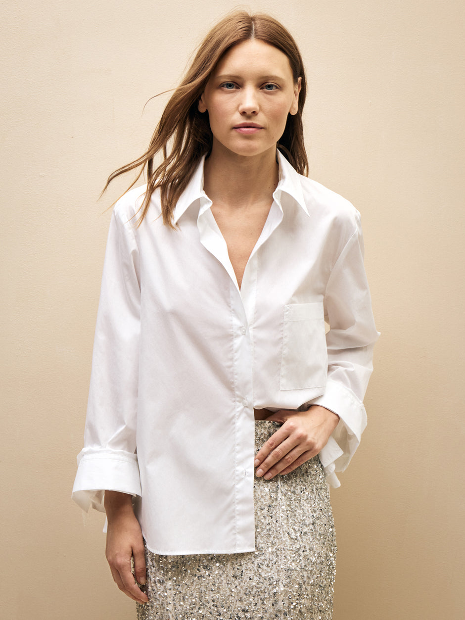 TWP White New Morning After Shirt in Superfine Cotton view 1