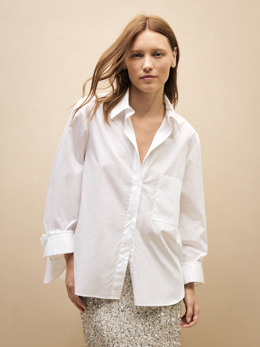 TWP White Morning After Shirt in Superfine Cotton view 3