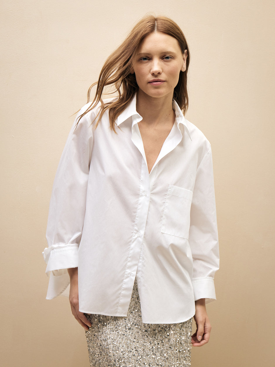 TWP White New Morning After Shirt in Superfine Cotton view 3