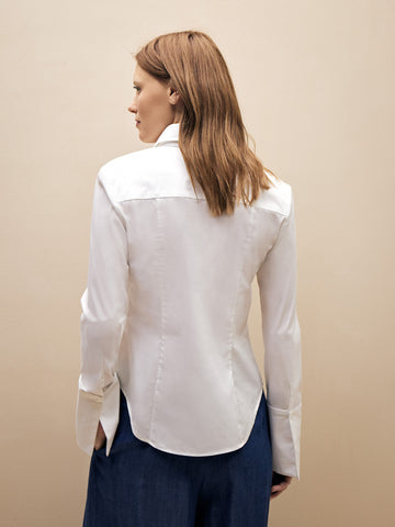 TWP White Bessette Top in Superfine Stretch Cotton view 3