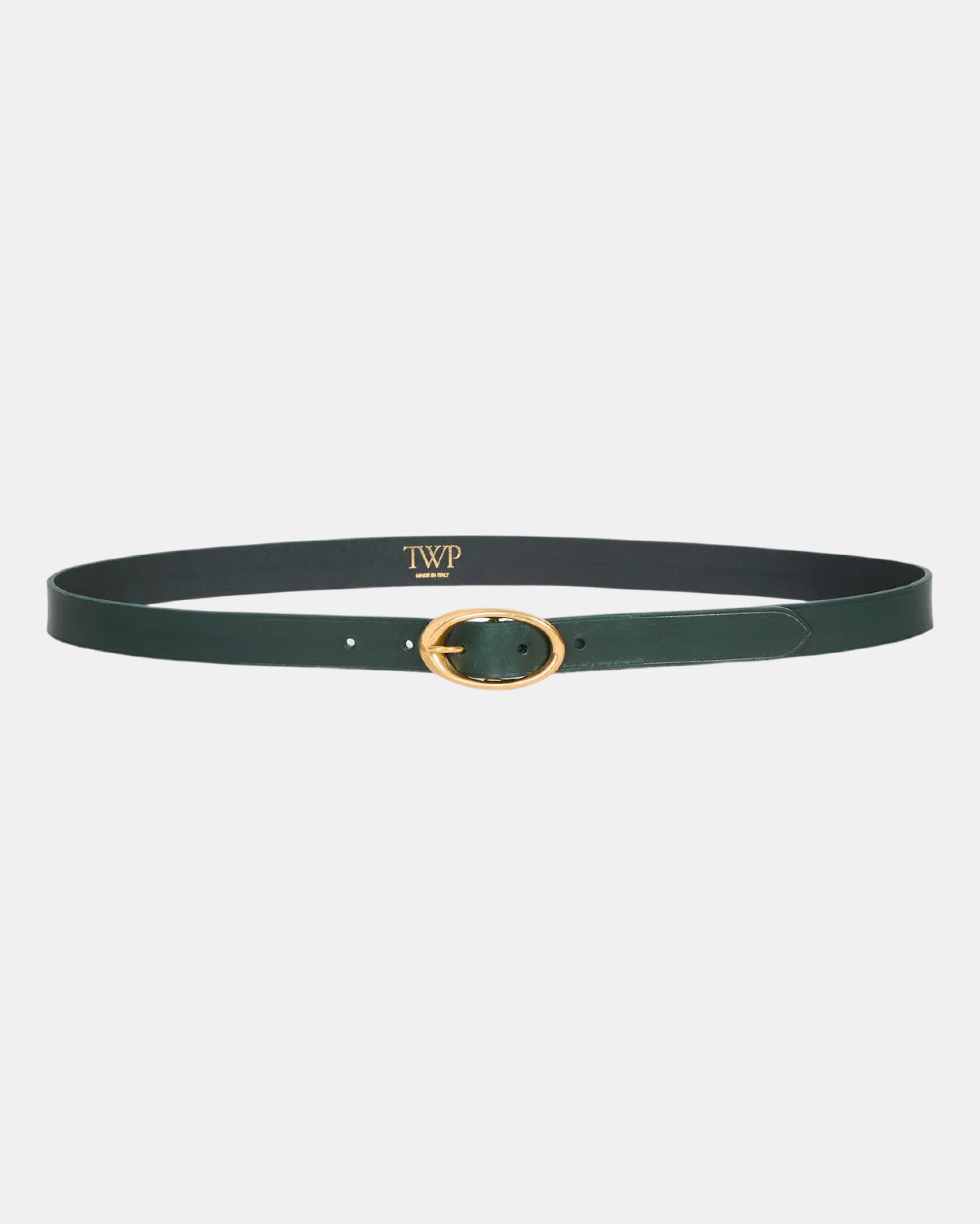 Dark spruce Narrow Belt in Leather | TWP