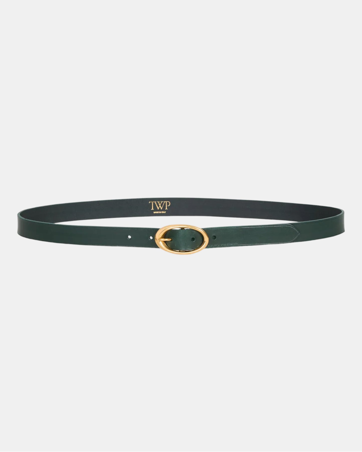 TWP Dark spruce Narrow Belt in Leather view 1