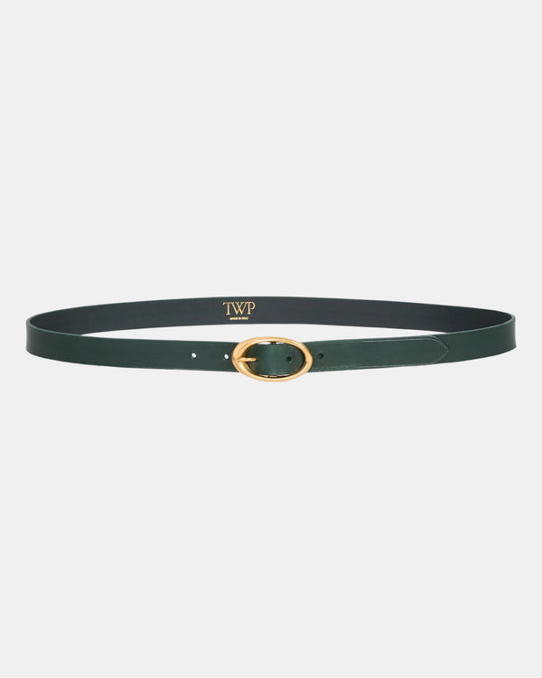 TWP Dark spruce Narrow Belt in Leather view 1