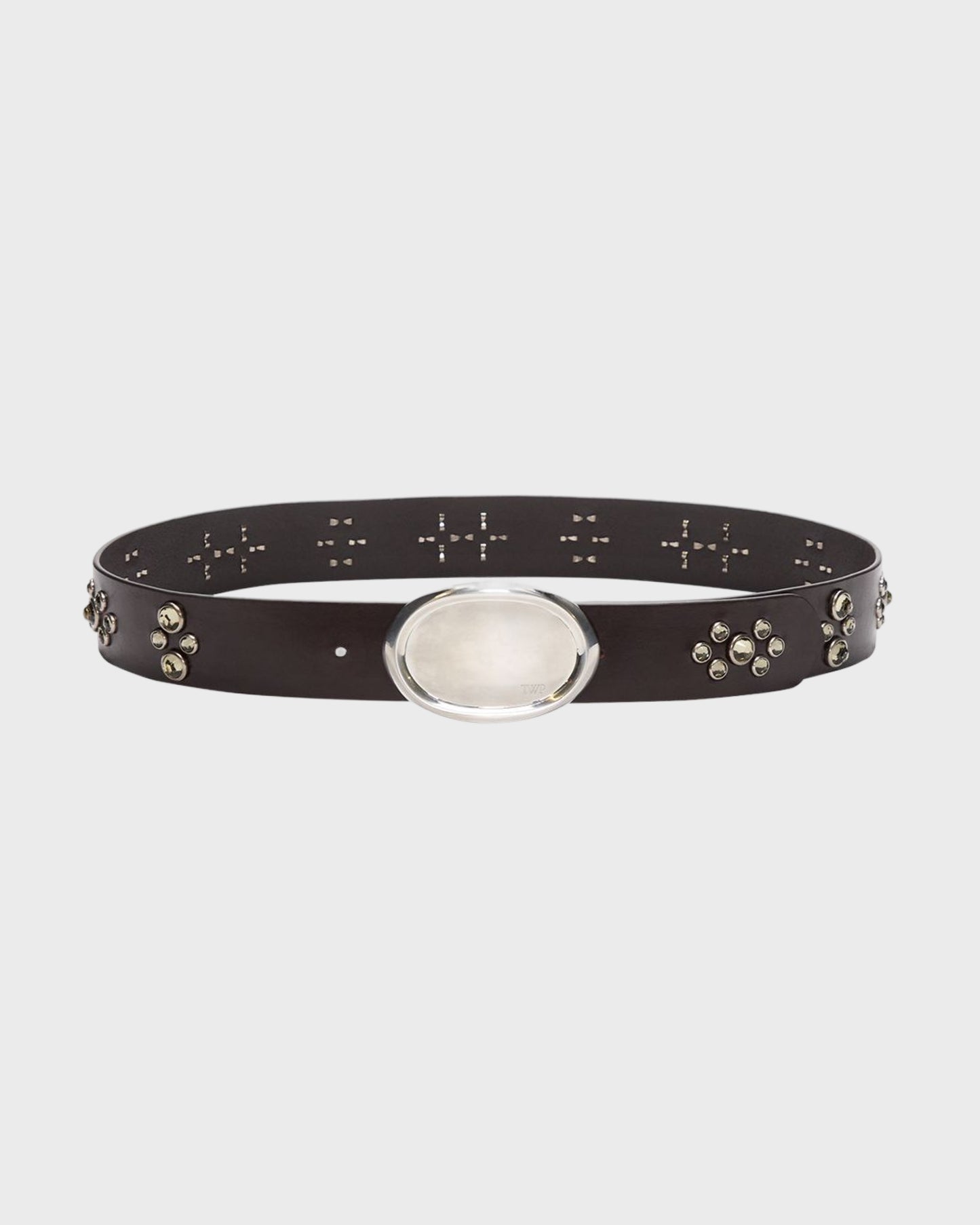 TWP Dakota / black diamond Buckle Bunny Belt with Crystals in Vachetta Leather view 1