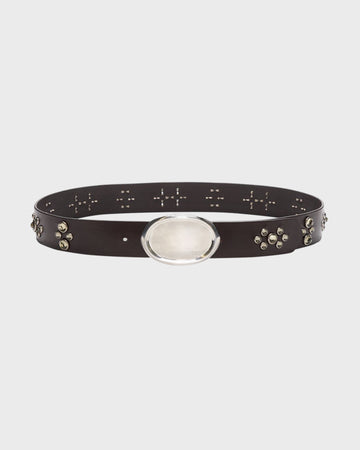 TWP Dakota / black diamond Buckle Bunny Belt with Crystals in Vachetta Leather view 1