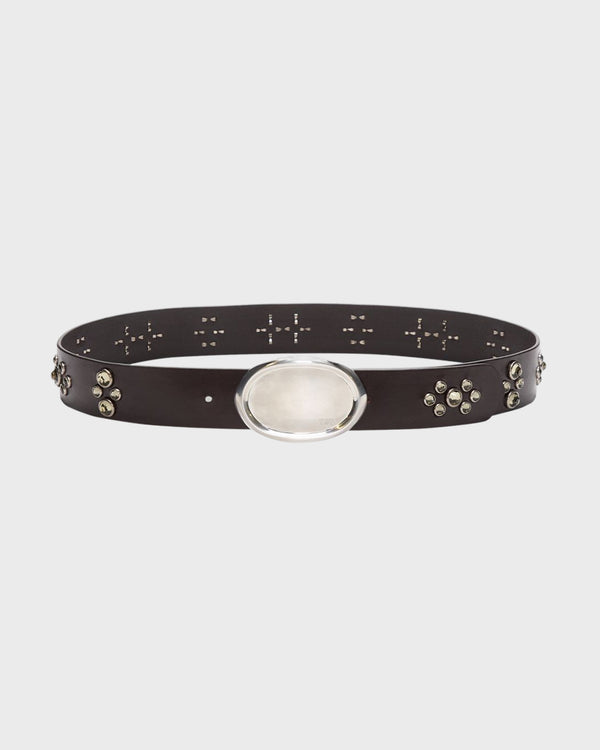 TWP Dakota / black diamond Buckle Bunny Belt with Crystals in Vachetta Leather view 1