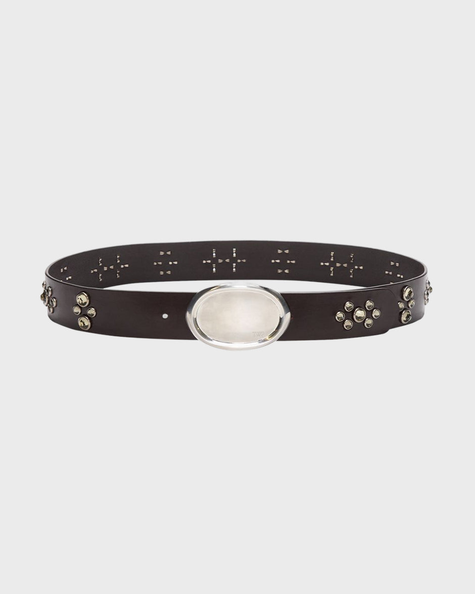 TWP Dakota / black diamond Buckle Bunny Belt with Crystals in Vachetta Leather view 1