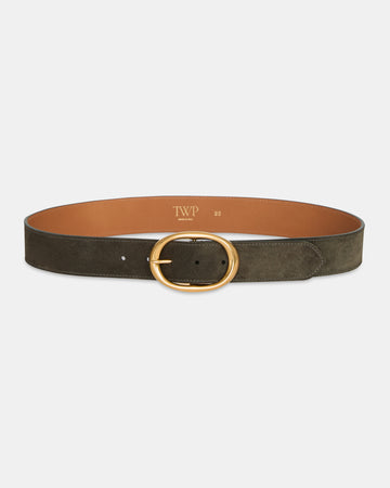 TWP Military Wide Belt in Suede view 1