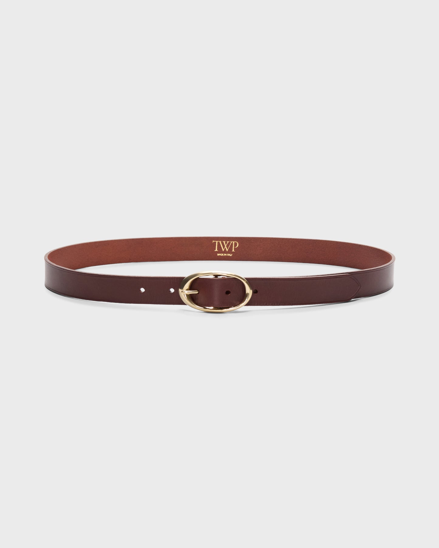 TWP Bourbon / ant light gold Narrow Belt in Vachetta Leather view 1
